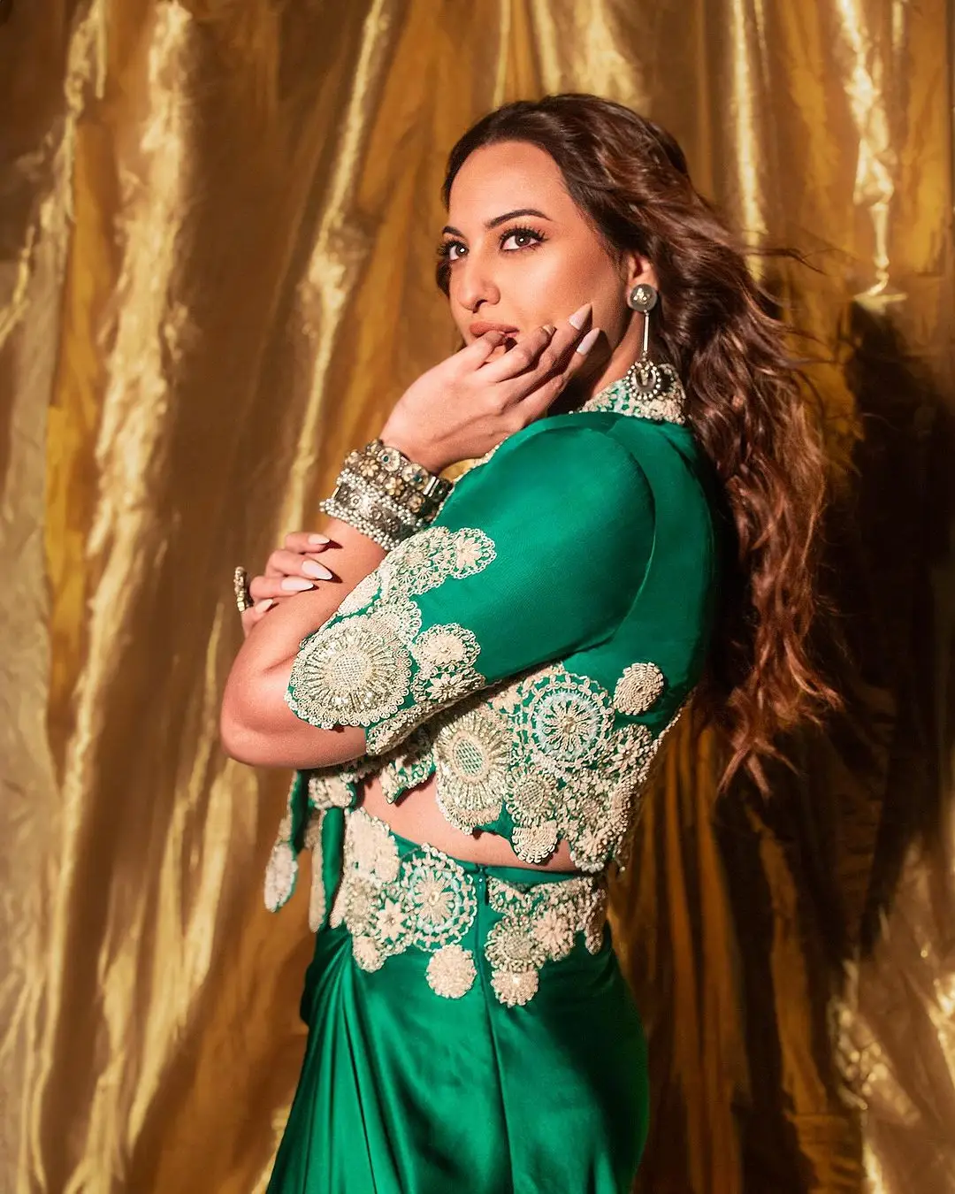 Sonakshi Sinha In North Indian Traditional Green Gown